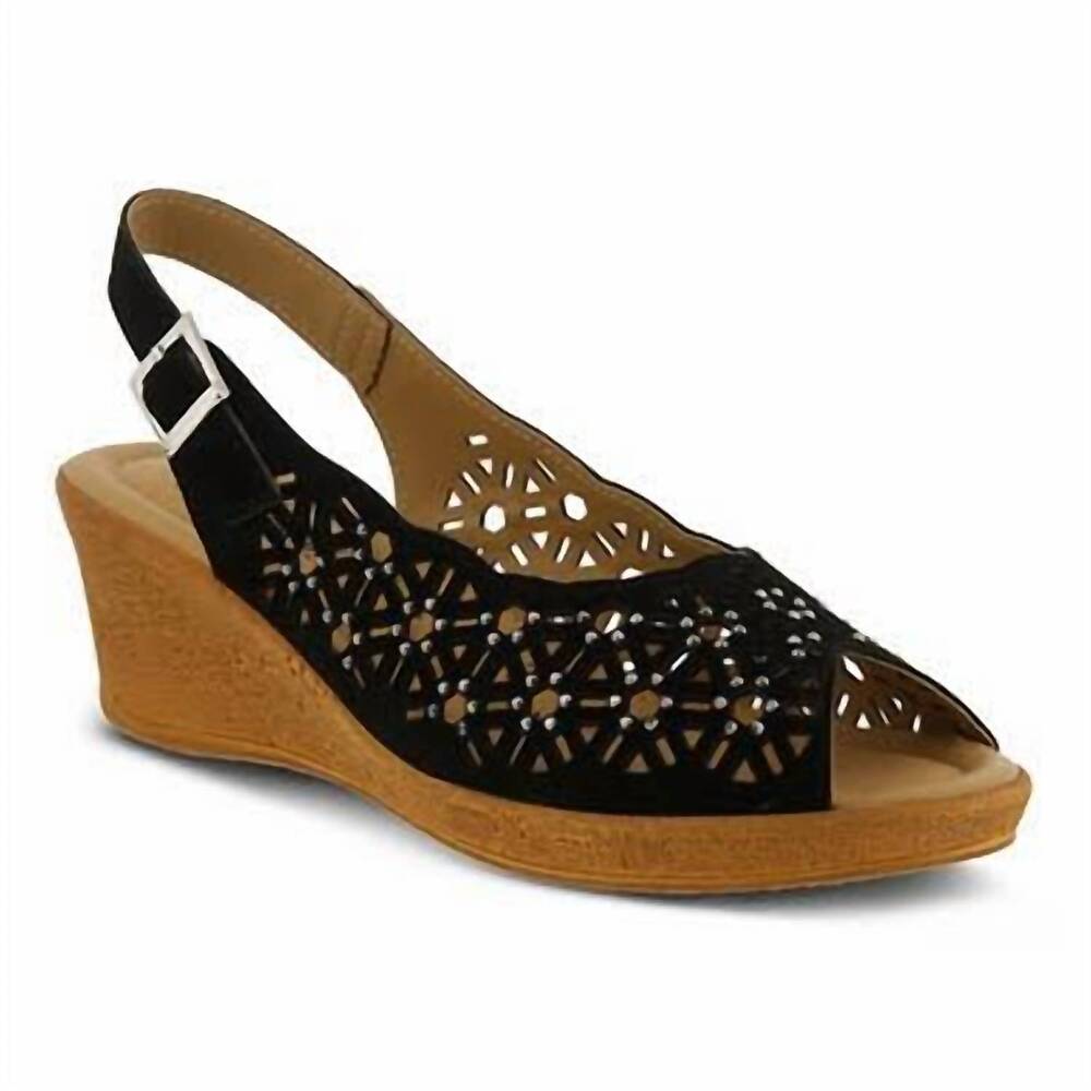 NEW SPRING STEP SHOES women's saibara sandal in black suede